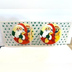 Set of 2 Plastic Vintage Santa Placemats